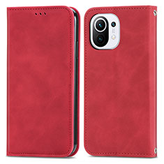 Custodia Portafoglio In Pelle Cover con Supporto C05 per Xiaomi Mi 11 5G Rosso