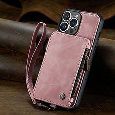 Custodia Portafoglio In Pelle Cover con Supporto C05S per Apple iPhone 13 Pro Oro Rosa