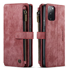 Custodia Portafoglio In Pelle Cover con Supporto C05S per Samsung Galaxy S20 Lite 5G Rosso