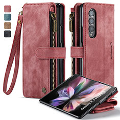 Custodia Portafoglio In Pelle Cover con Supporto C05S per Samsung Galaxy Z Fold4 5G Rosso