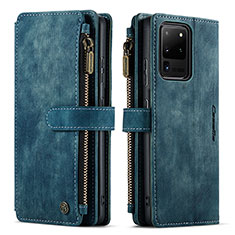 Custodia Portafoglio In Pelle Cover con Supporto C07S per Samsung Galaxy S20 Ultra Blu