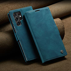 Custodia Portafoglio In Pelle Cover con Supporto C10S per Samsung Galaxy S21 Ultra 5G Blu