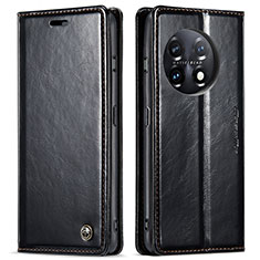 Custodia Portafoglio In Pelle Cover con Supporto CS1 per OnePlus 11 5G Nero