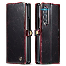 Custodia Portafoglio In Pelle Cover con Supporto CS2 per Samsung Galaxy Z Fold4 5G Rosso