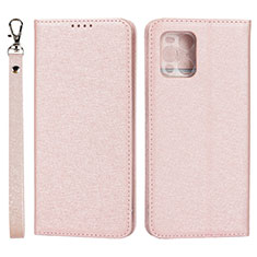 Custodia Portafoglio In Pelle Cover con Supporto D01T per Oppo Find X3 5G Rosa