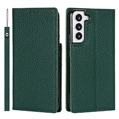 Custodia Portafoglio In Pelle Cover con Supporto D01T per Samsung Galaxy S21 Plus 5G Verde