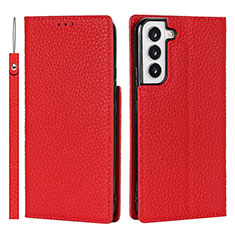 Custodia Portafoglio In Pelle Cover con Supporto D01T per Samsung Galaxy S23 5G Rosso