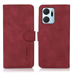 Custodia Portafoglio In Pelle Cover con Supporto D01Y per Huawei Honor X7a Rosso
