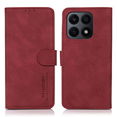 Custodia Portafoglio In Pelle Cover con Supporto D01Y per Huawei Honor X8a 4G Rosso