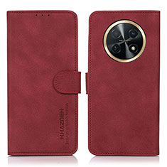 Custodia Portafoglio In Pelle Cover con Supporto D01Y per Huawei Nova Y91 Rosso