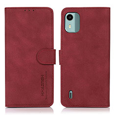 Custodia Portafoglio In Pelle Cover con Supporto D01Y per Nokia C12 Rosso