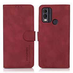 Custodia Portafoglio In Pelle Cover con Supporto D01Y per Nokia C22 Rosso