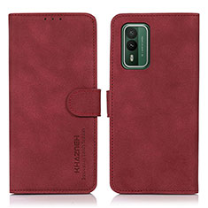 Custodia Portafoglio In Pelle Cover con Supporto D01Y per Nokia XR21 Rosso
