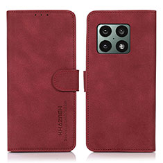 Custodia Portafoglio In Pelle Cover con Supporto D01Y per OnePlus 10 Pro 5G Rosso