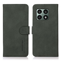 Custodia Portafoglio In Pelle Cover con Supporto D01Y per OnePlus 10 Pro 5G Verde