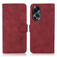 Custodia Portafoglio In Pelle Cover con Supporto D01Y per Oppo A58 5G Rosso