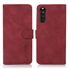 Custodia Portafoglio In Pelle Cover con Supporto D01Y per Sony Xperia 10 III Rosso