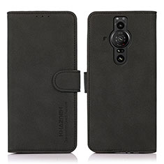 Custodia Portafoglio In Pelle Cover con Supporto D01Y per Sony Xperia PRO-I Nero