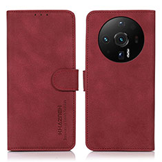Custodia Portafoglio In Pelle Cover con Supporto D01Y per Xiaomi Mi 12 Ultra 5G Rosso
