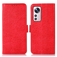 Custodia Portafoglio In Pelle Cover con Supporto D01Y per Xiaomi Mi 12X 5G Rosso