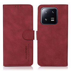 Custodia Portafoglio In Pelle Cover con Supporto D01Y per Xiaomi Mi 13 5G Rosso