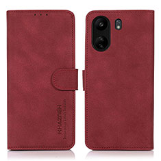 Custodia Portafoglio In Pelle Cover con Supporto D01Y per Xiaomi Redmi 13C Rosso
