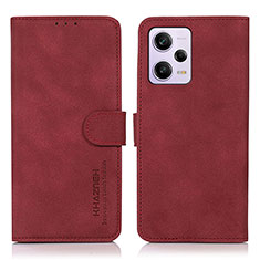 Custodia Portafoglio In Pelle Cover con Supporto D01Y per Xiaomi Redmi Note 12 Pro 5G Rosso