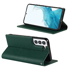 Custodia Portafoglio In Pelle Cover con Supporto D02T per Samsung Galaxy S21 FE 5G Verde