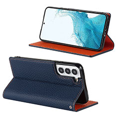 Custodia Portafoglio In Pelle Cover con Supporto D02T per Samsung Galaxy S23 5G Blu