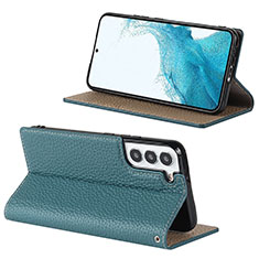 Custodia Portafoglio In Pelle Cover con Supporto D02T per Samsung Galaxy S23 Plus 5G Azzurro