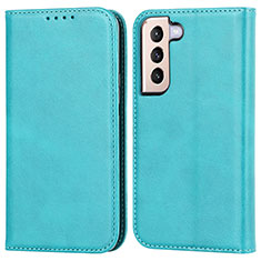 Custodia Portafoglio In Pelle Cover con Supporto D03T per Samsung Galaxy S21 5G Cielo Blu