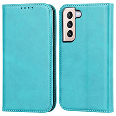 Custodia Portafoglio In Pelle Cover con Supporto D03T per Samsung Galaxy S21 Plus 5G Cielo Blu