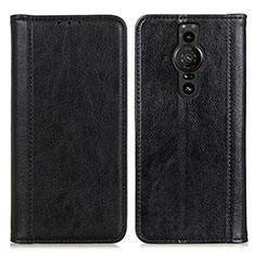 Custodia Portafoglio In Pelle Cover con Supporto D03Y per Sony Xperia PRO-I Nero