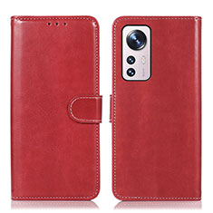 Custodia Portafoglio In Pelle Cover con Supporto D03Y per Xiaomi Mi 12X 5G Rosso
