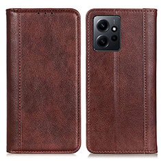 Custodia Portafoglio In Pelle Cover con Supporto D03Y per Xiaomi Redmi Note 12 4G Marrone