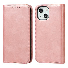 Custodia Portafoglio In Pelle Cover con Supporto D04T per Apple iPhone 14 Rosa