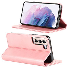 Custodia Portafoglio In Pelle Cover con Supporto D04T per Samsung Galaxy S21 5G Rosa