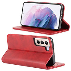 Custodia Portafoglio In Pelle Cover con Supporto D04T per Samsung Galaxy S21 5G Rosso