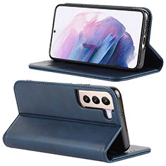 Custodia Portafoglio In Pelle Cover con Supporto D04T per Samsung Galaxy S21 FE 5G Blu