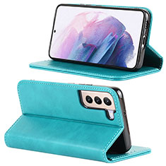 Custodia Portafoglio In Pelle Cover con Supporto D04T per Samsung Galaxy S22 5G Cielo Blu