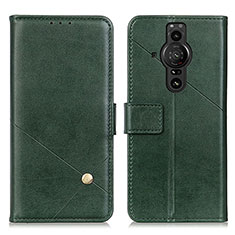 Custodia Portafoglio In Pelle Cover con Supporto D04Y per Sony Xperia PRO-I Verde