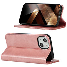 Custodia Portafoglio In Pelle Cover con Supporto D05T per Apple iPhone 14 Plus Rosa