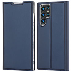Custodia Portafoglio In Pelle Cover con Supporto D05T per Samsung Galaxy S22 Ultra 5G Blu