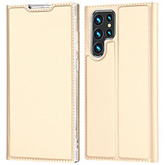 Custodia Portafoglio In Pelle Cover con Supporto D05T per Samsung Galaxy S23 Ultra 5G Oro