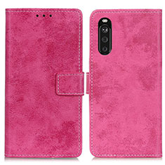 Custodia Portafoglio In Pelle Cover con Supporto D05Y per Sony Xperia 10 III Lite Rosa Caldo