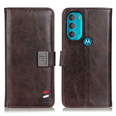 Custodia Portafoglio In Pelle Cover con Supporto D06Y per Motorola Moto G71 5G Marrone