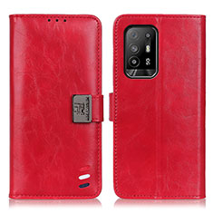 Custodia Portafoglio In Pelle Cover con Supporto D06Y per Oppo F19 Pro+ Plus 5G Rosso