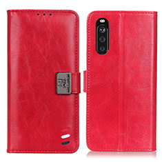 Custodia Portafoglio In Pelle Cover con Supporto D06Y per Sony Xperia 10 III Rosso