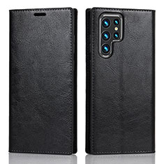 Custodia Portafoglio In Pelle Cover con Supporto D07T per Samsung Galaxy S23 Ultra 5G Nero