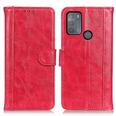 Custodia Portafoglio In Pelle Cover con Supporto D07Y per Motorola Moto G50 Rosso